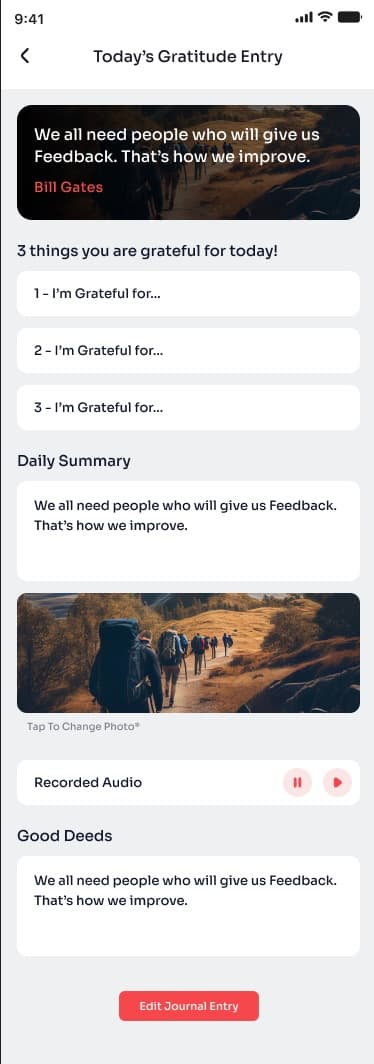 Daily gratitude journal entry